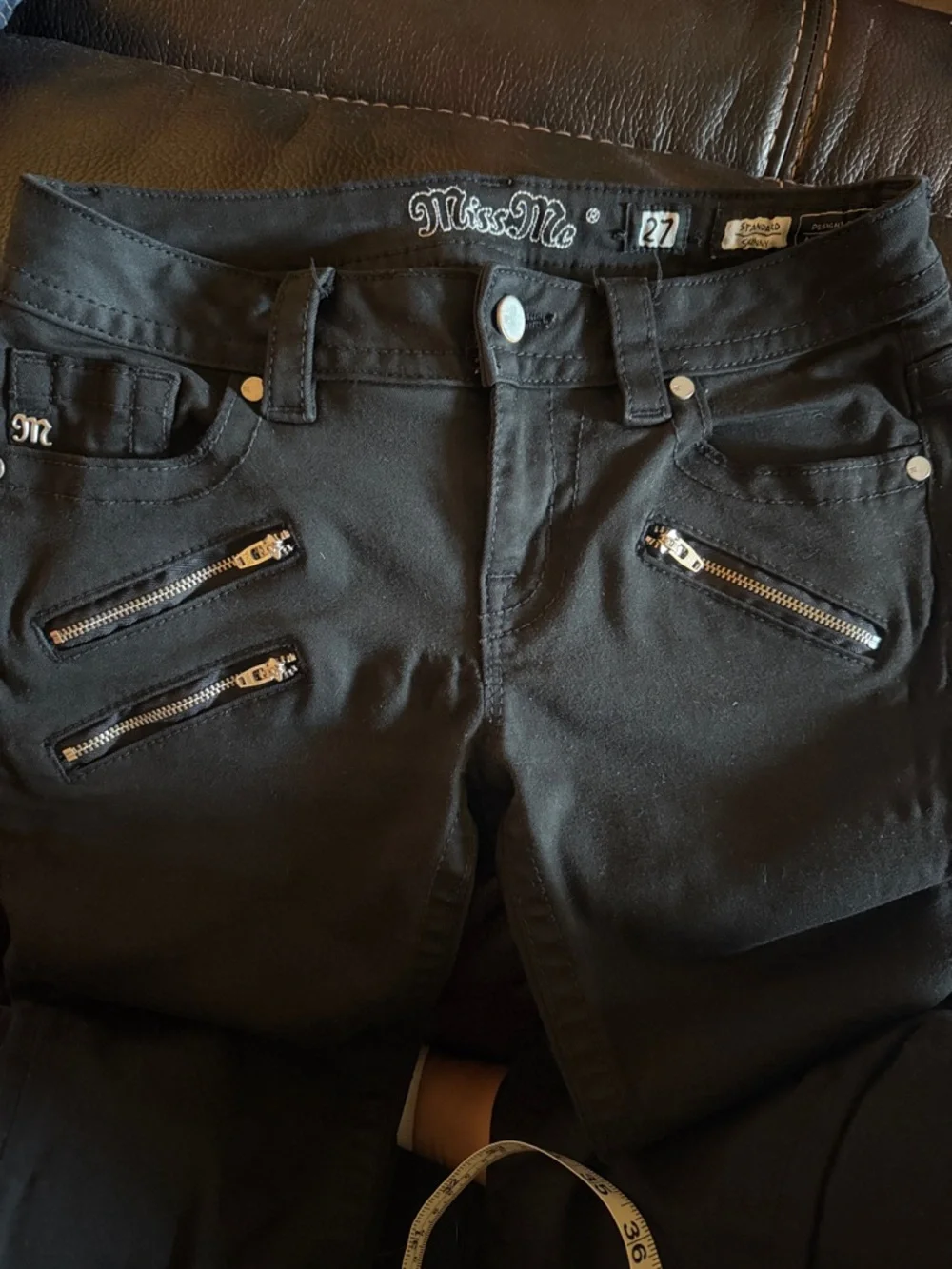 Black Skinny Jeans with Zipper Accents - Picture 3 of 4